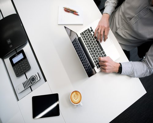 Workspace accessory details detailing business communication workflow tools
